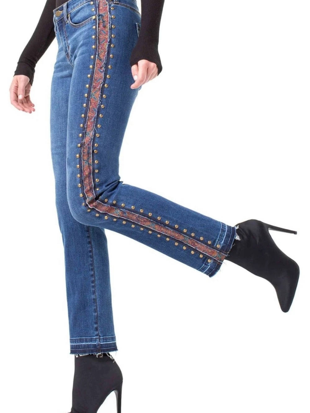 Liverpool Jeans Company Blue Straight-Leg Jeans with Embellished Side Stripes